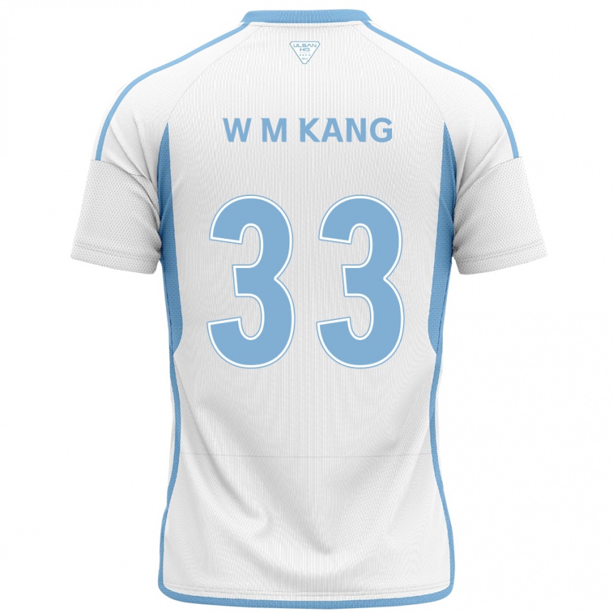 Kids Football Min-Woo Kang #33 White Blue Away Jersey 2024/25 T-Shirt Za