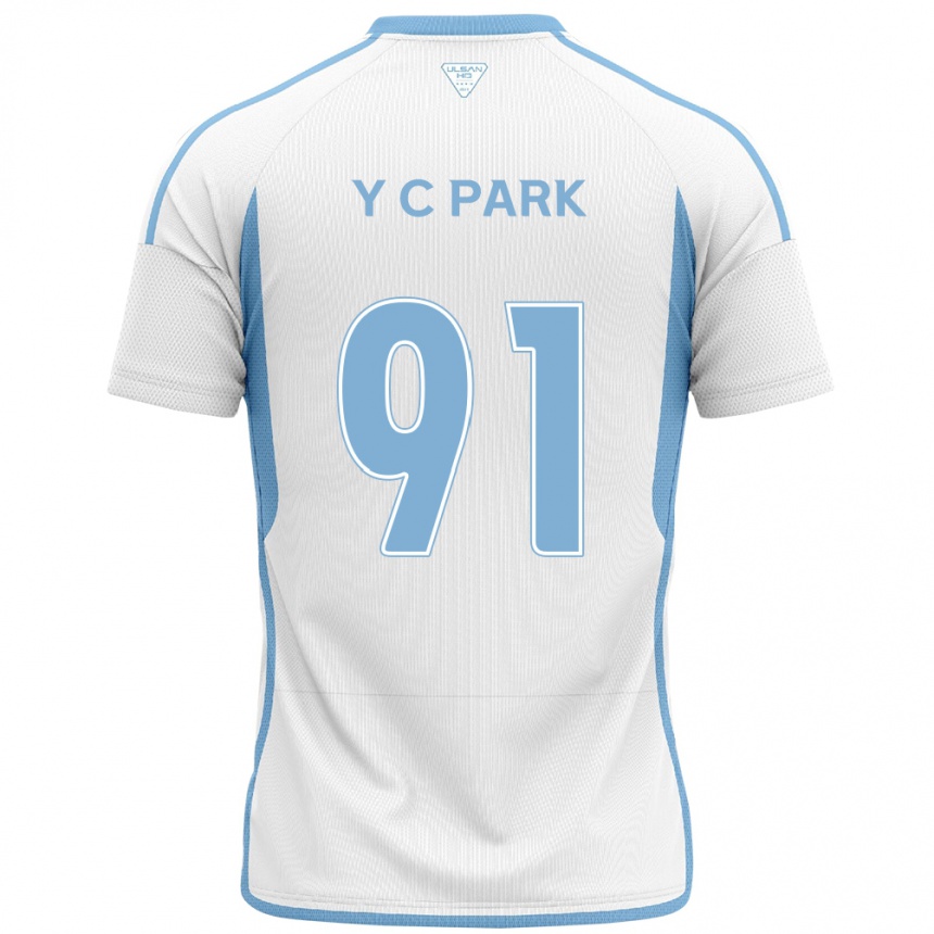 Kids Football Chu-Young Park #91 White Blue Away Jersey 2024/25 T-Shirt Za