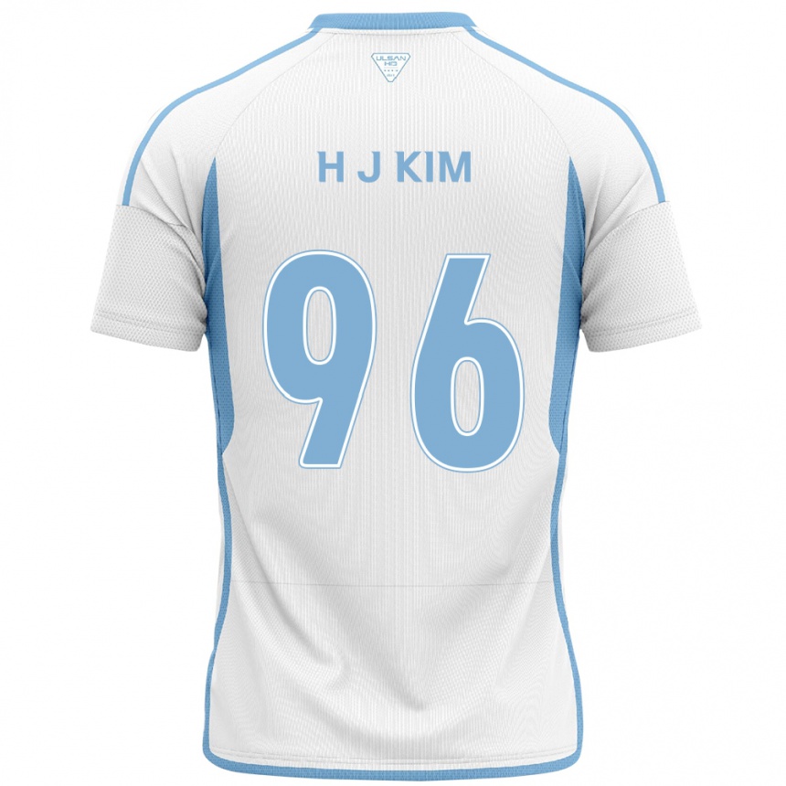 Kids Football Ji-Hyun Kim #96 White Blue Away Jersey 2024/25 T-Shirt Za