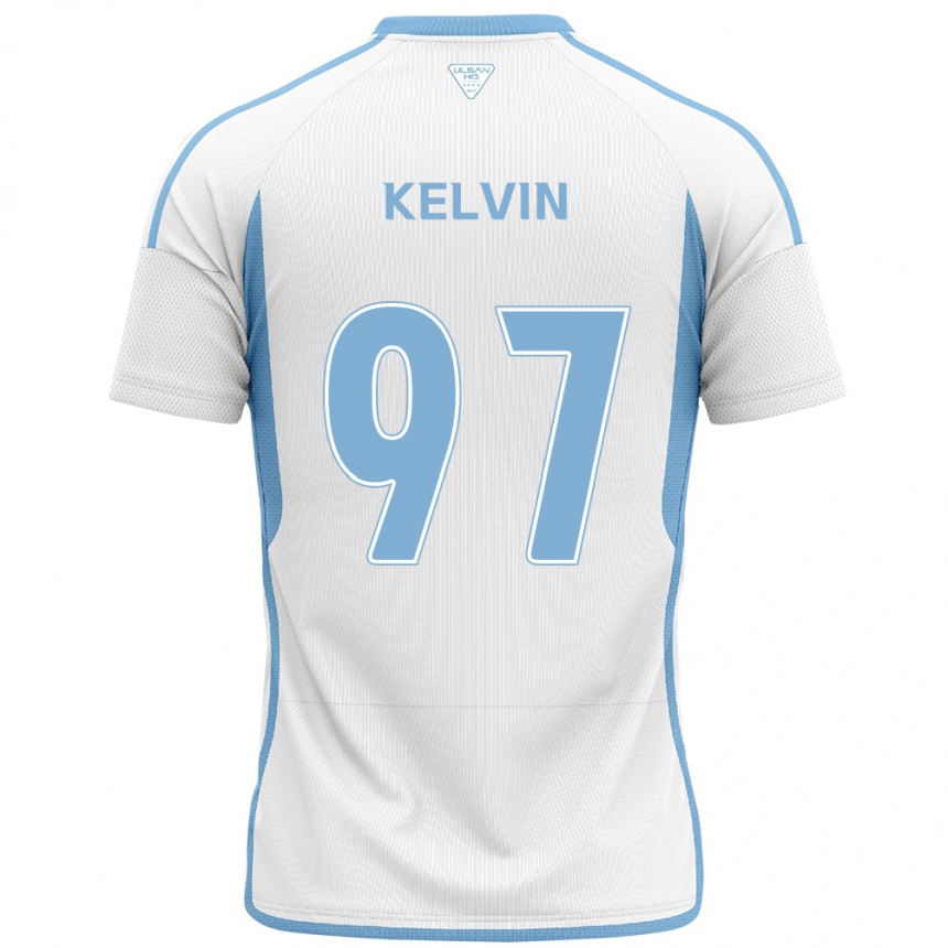 Kids Football Kelvin #97 White Blue Away Jersey 2024/25 T-Shirt Za