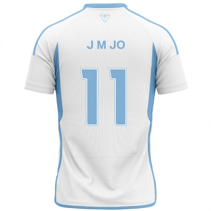 Kids Football Min-Jae Jo #11 White Blue Away Jersey 2024/25 T-Shirt Za