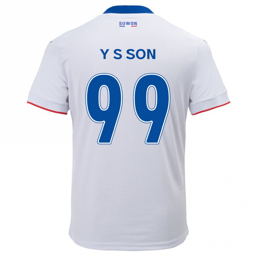 Kids Football Suk-Yong Son #99 White Blue Away Jersey 2024/25 T-Shirt Za