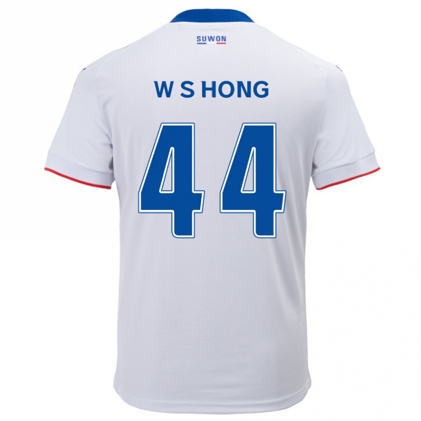 Kids Football Sang-Won Hong #44 White Blue Away Jersey 2024/25 T-Shirt Za