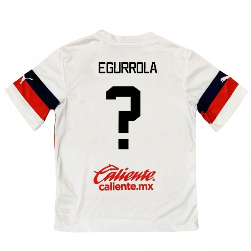 Kids Football Luis Egurrola #0 White Red Away Jersey 2024/25 T-Shirt Za