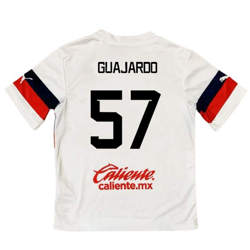 Kids Football Dylan Guajardo #57 White Red Away Jersey 2024/25 T-Shirt Za