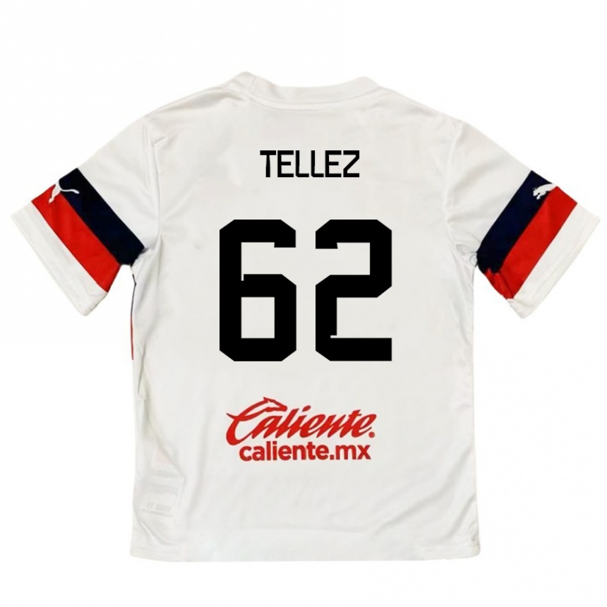 Kids Football Brandon Téllez #62 White Red Away Jersey 2024/25 T-Shirt Za