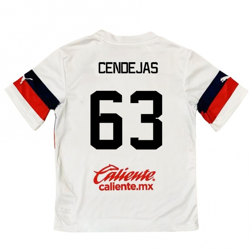 Kids Football Matías Cendejas #63 White Red Away Jersey 2024/25 T-Shirt Za