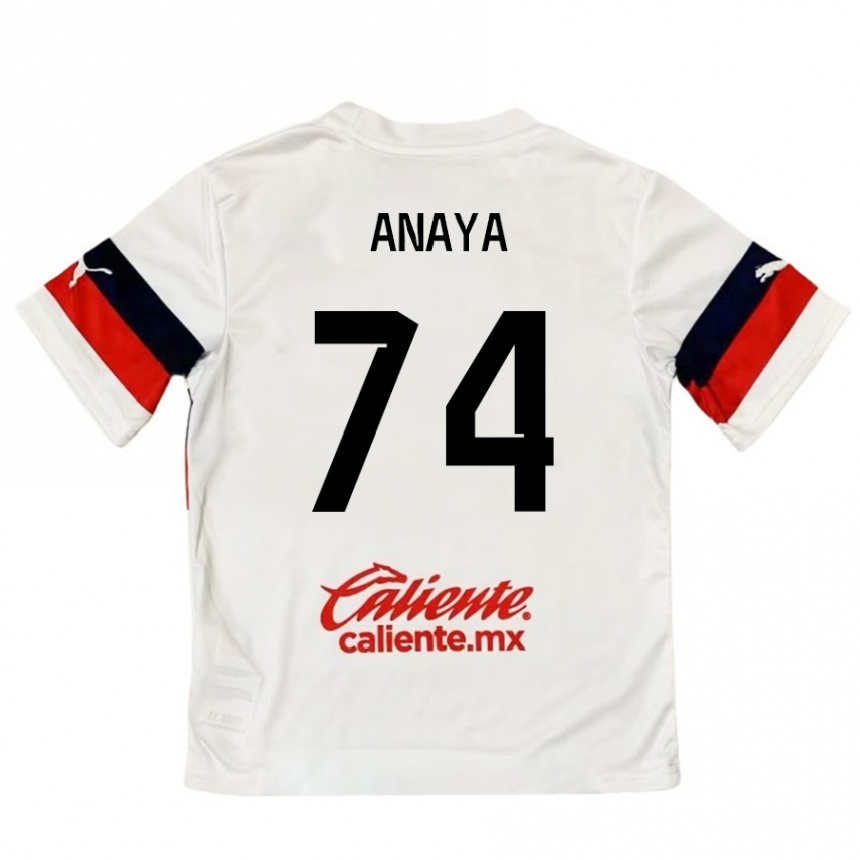 Kids Football Mario Anaya #74 White Red Away Jersey 2024/25 T-Shirt Za