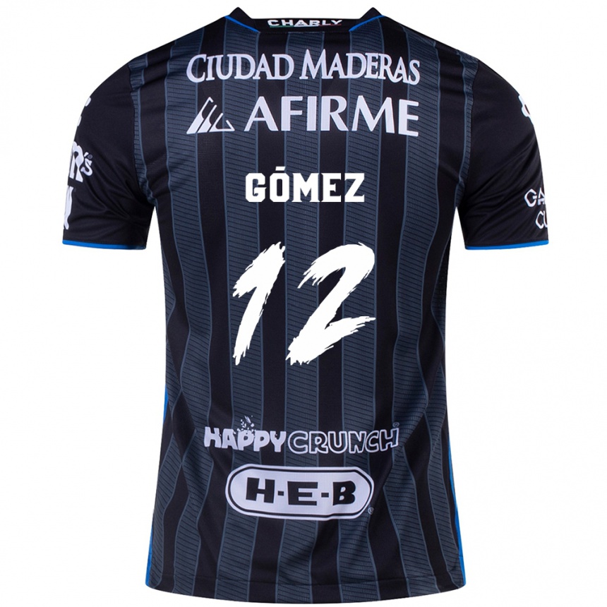 Kids Football Jaime Gómez #12 White Black Away Jersey 2024/25 T-Shirt Za