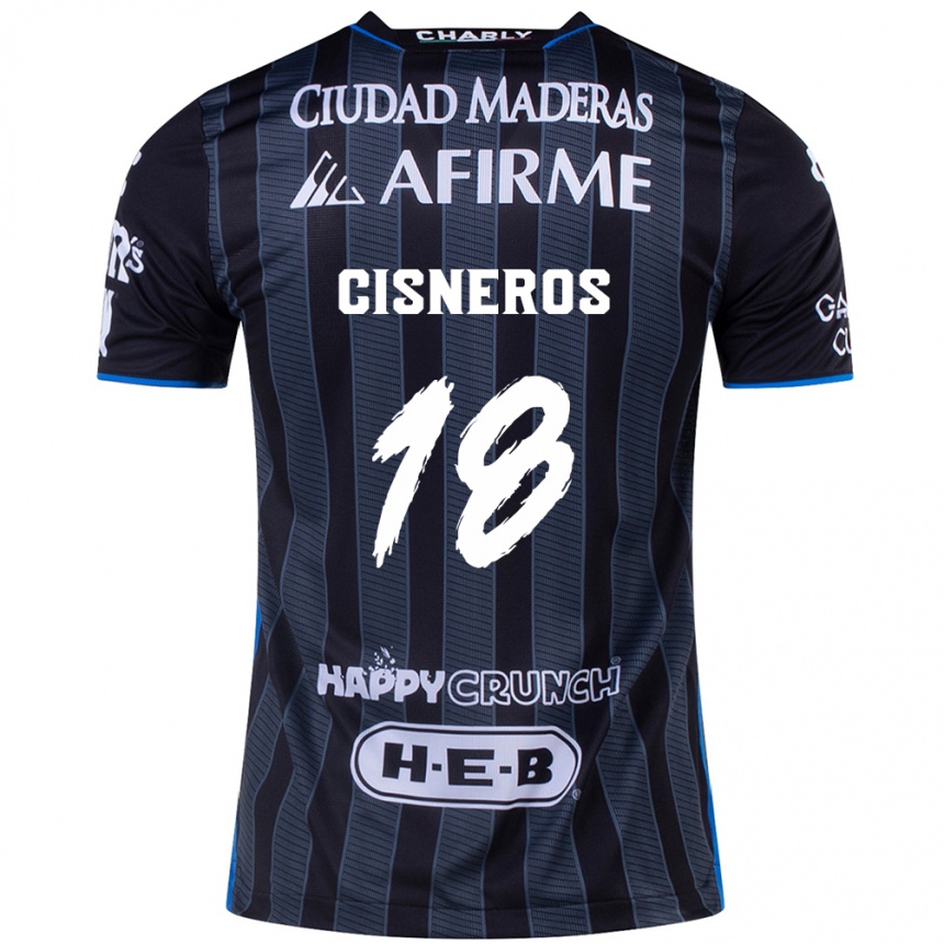 Kids Football Ronaldo Cisneros #18 White Black Away Jersey 2024/25 T-Shirt Za