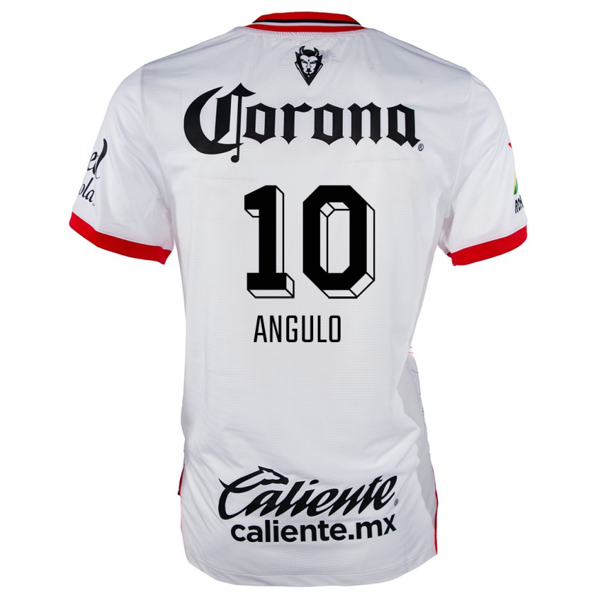 Kids Football Jesús Angulo #10 White Red Away Jersey 2024/25 T-Shirt Za