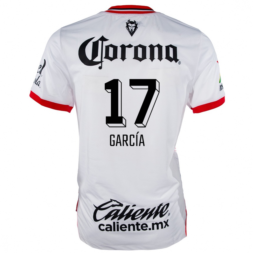 Kids Football Brian García #17 White Red Away Jersey 2024/25 T-Shirt Za