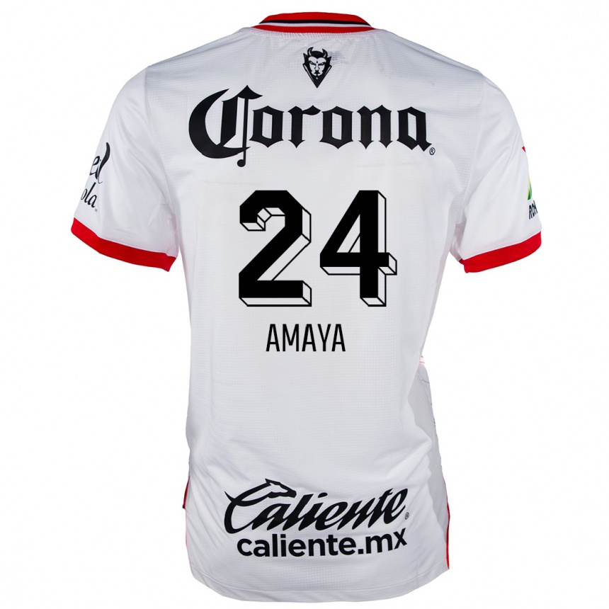 Kids Football Frankie Amaya #24 White Red Away Jersey 2024/25 T-Shirt Za