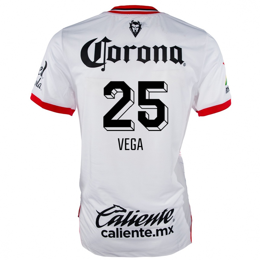 Kids Football Alexis Vega #25 White Red Away Jersey 2024/25 T-Shirt Za