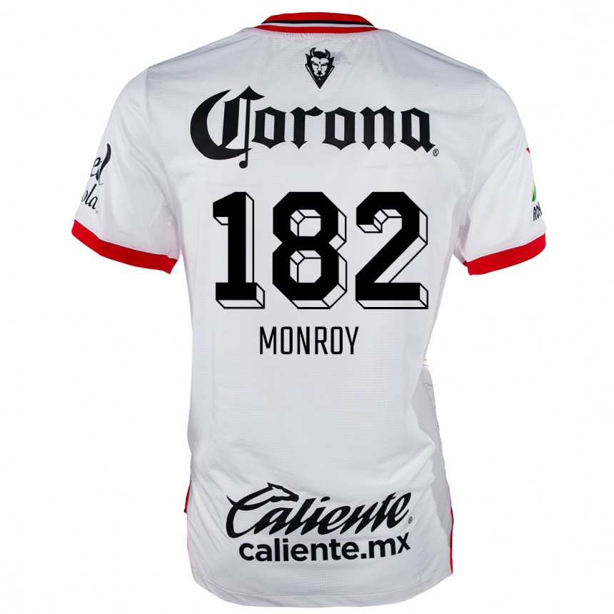 Kids Football Brayan Monroy #182 White Red Away Jersey 2024/25 T-Shirt Za