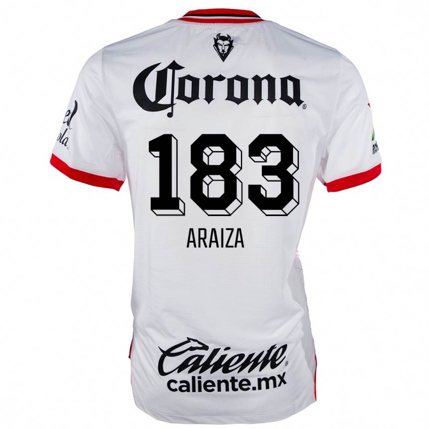 Kids Football Daniel Araiza #183 White Red Away Jersey 2024/25 T-Shirt Za