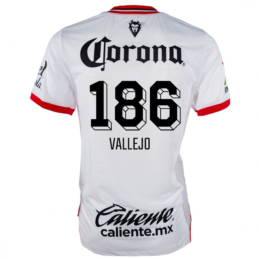 Kids Football Saúl Vallejo #186 White Red Away Jersey 2024/25 T-Shirt Za