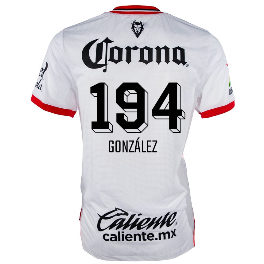 Kids Football Cristopher González #194 White Red Away Jersey 2024/25 T-Shirt Za