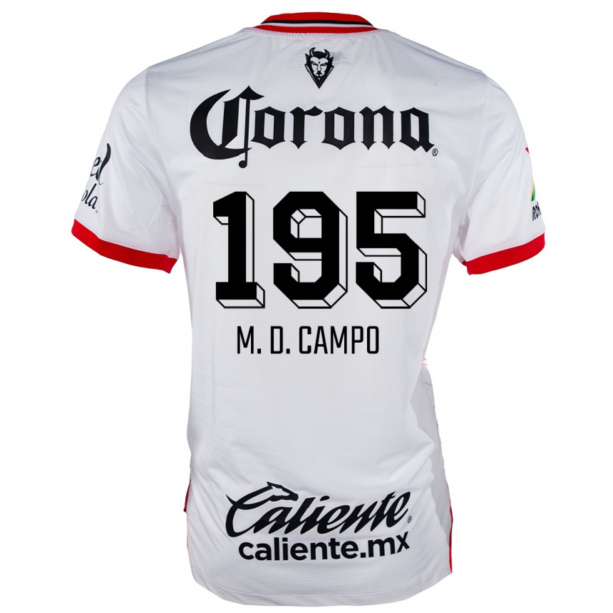 Kids Football Arturo Martín Del Campo #195 White Red Away Jersey 2024/25 T-Shirt Za