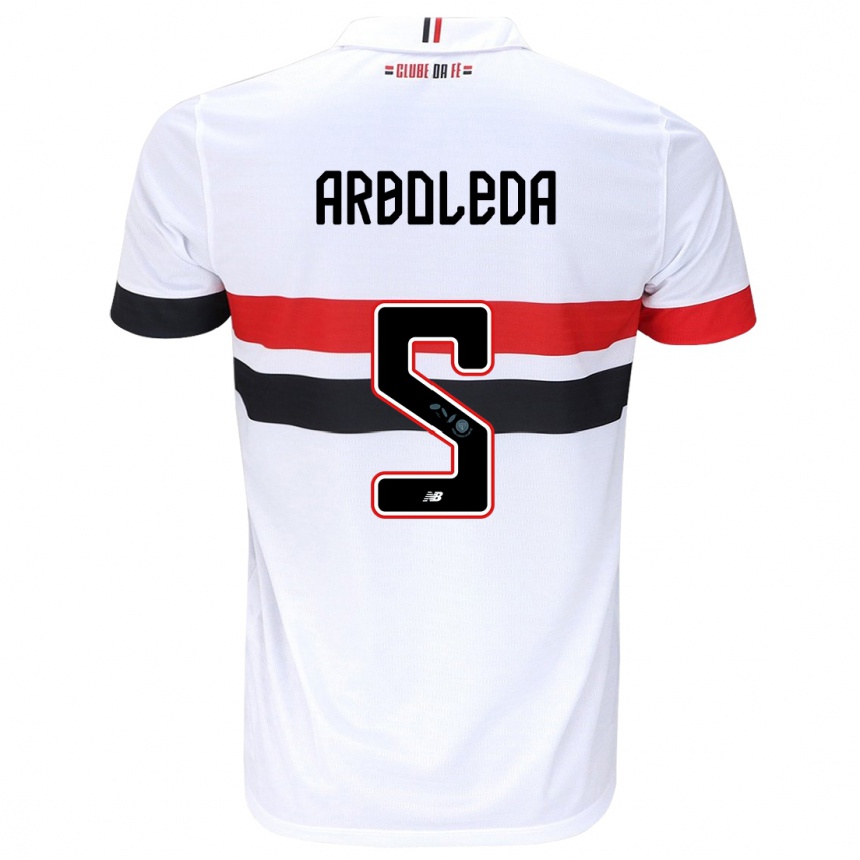 Men Football Robert Arboleda #5 White Red Black Home Jersey 2024/25 T-Shirt Za