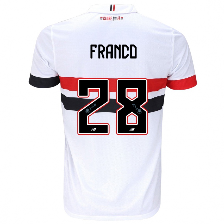 Men Football Alan Franco #28 White Red Black Home Jersey 2024/25 T-Shirt Za