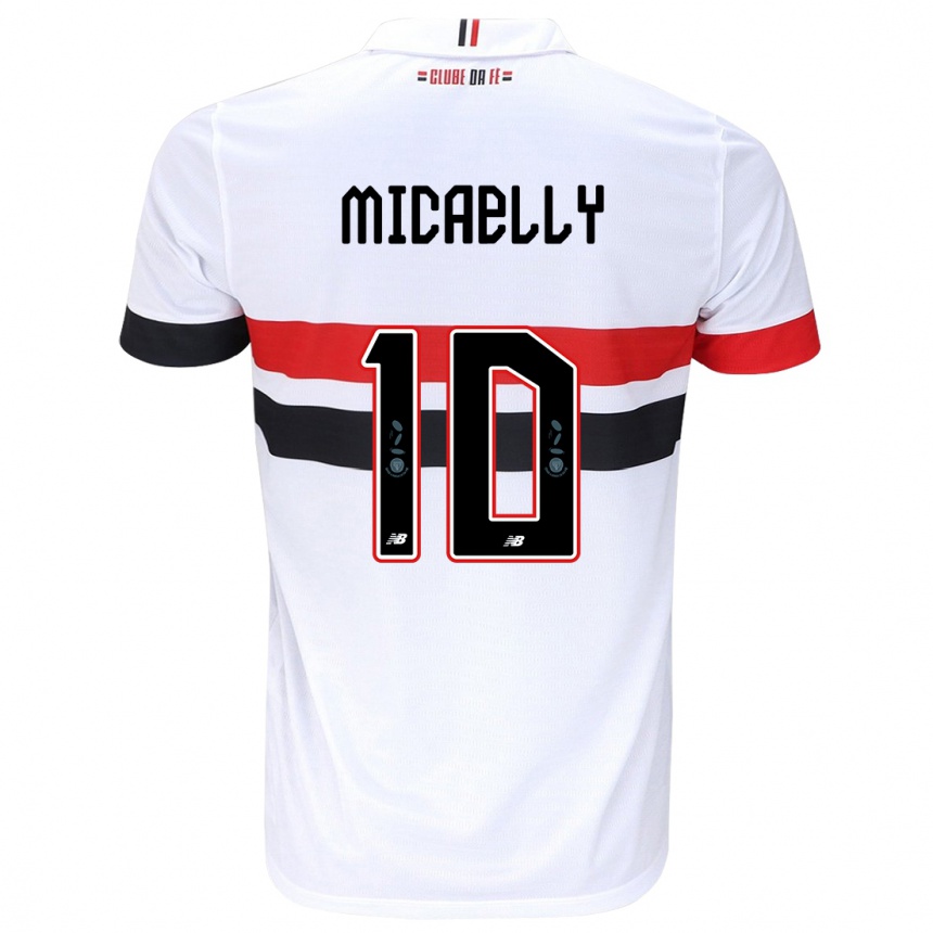 Men Football Micaelly #10 White Red Black Home Jersey 2024/25 T-Shirt Za