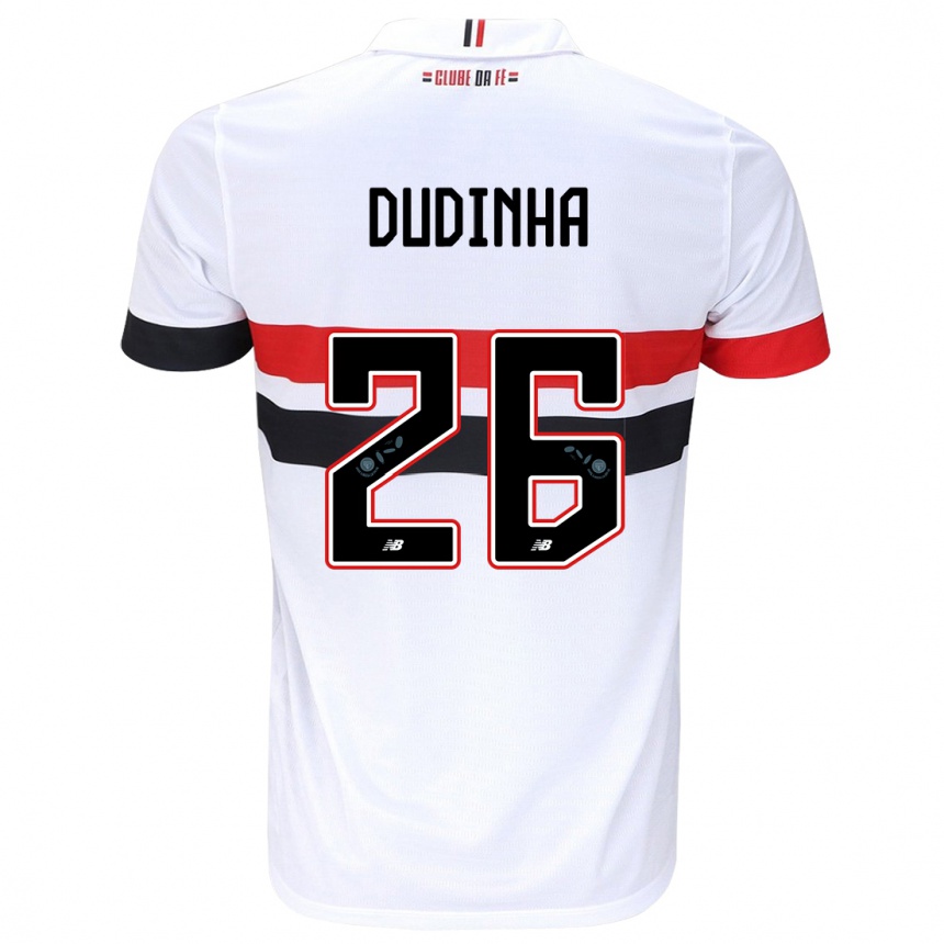 Men Football Dudinha #26 White Red Black Home Jersey 2024/25 T-Shirt Za