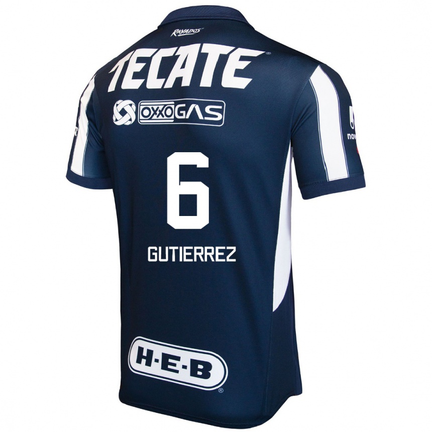 Men Football Edson Gutierrez #6 Blue Red White Home Jersey 2024/25 T-Shirt Za