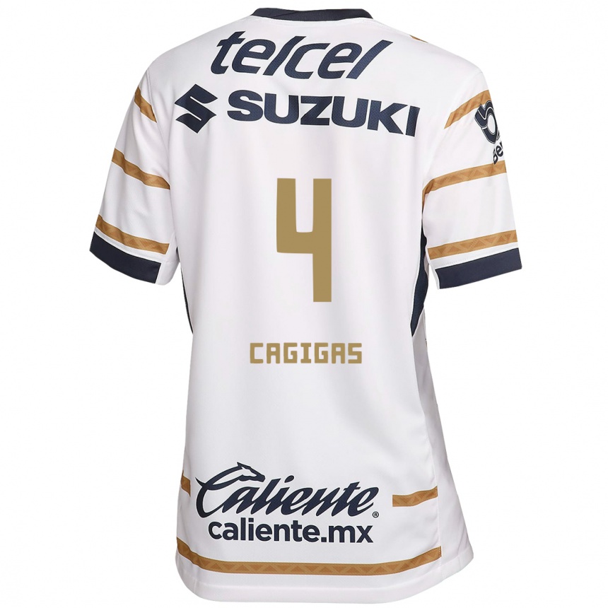 Men Football Deneva Cagigas #4 White Obsidian Home Jersey 2024/25 T-Shirt Za