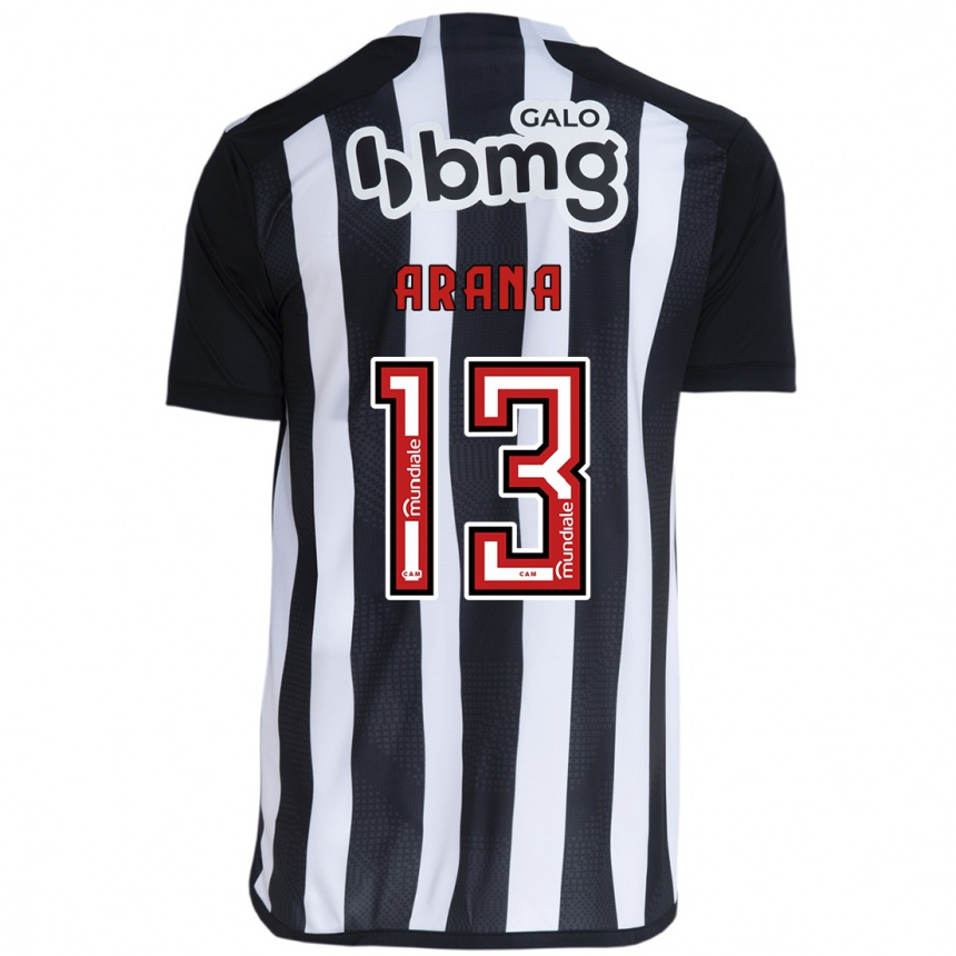 Men Football Guilherme Arana #13 White Black Home Jersey 2024/25 T-Shirt Za