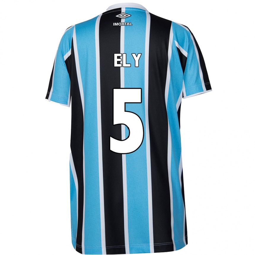 Men Football Rodrigo Ely #5 Blue Black White Home Jersey 2024/25 T-Shirt Za