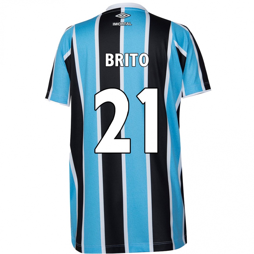 Men Football Brito #21 Blue Black White Home Jersey 2024/25 T-Shirt Za