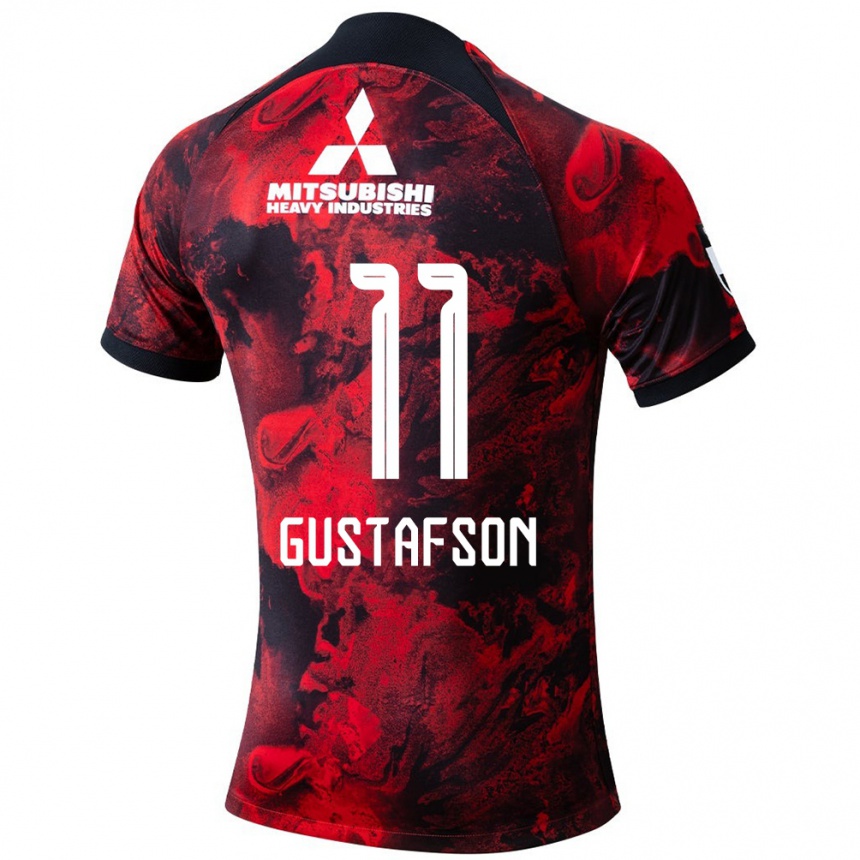 Men Football Samuel Gustafson #11 Red Black Home Jersey 2024/25 T-Shirt Za