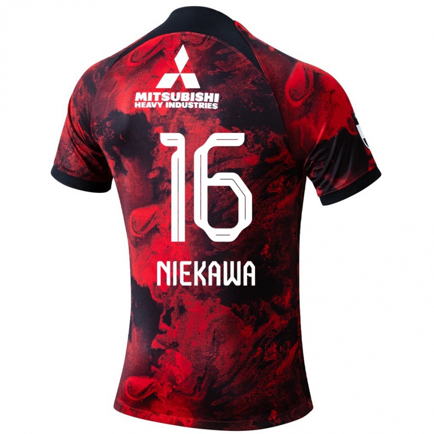 Men Football Ayumi Niekawa #16 Red Black Home Jersey 2024/25 T-Shirt Za