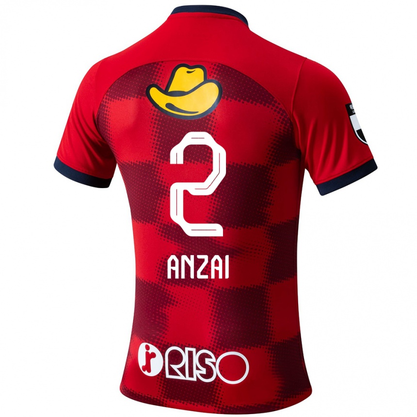 Men Football Koki Anzai #2 Red Blue White Home Jersey 2024/25 T-Shirt Za