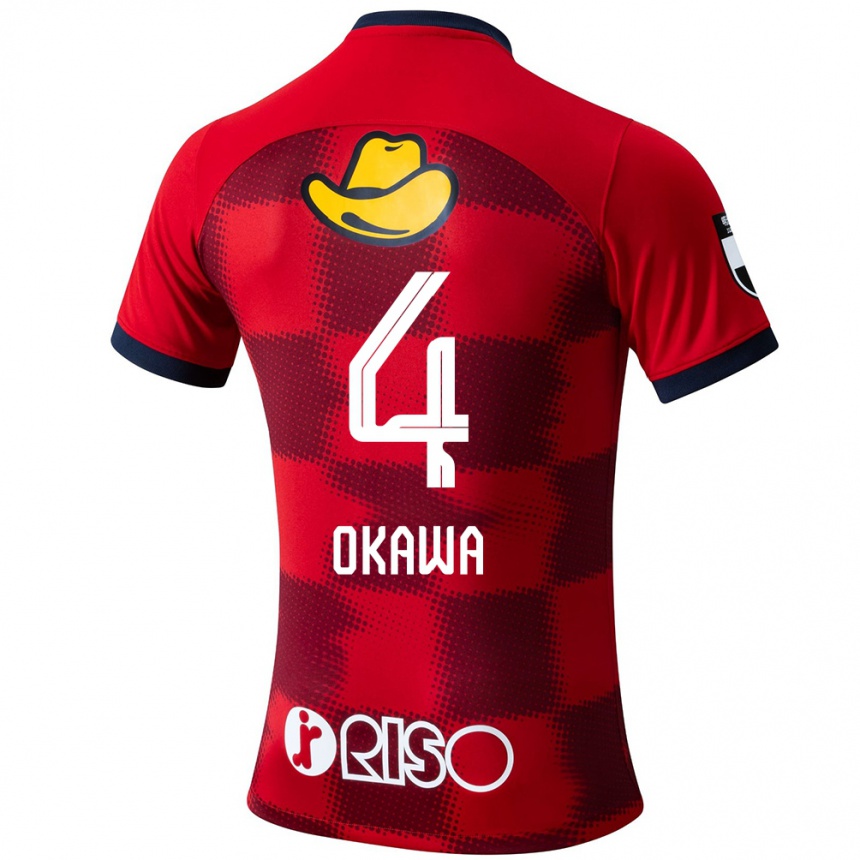 Men Football Yugo Okawa #4 Red Blue White Home Jersey 2024/25 T-Shirt Za