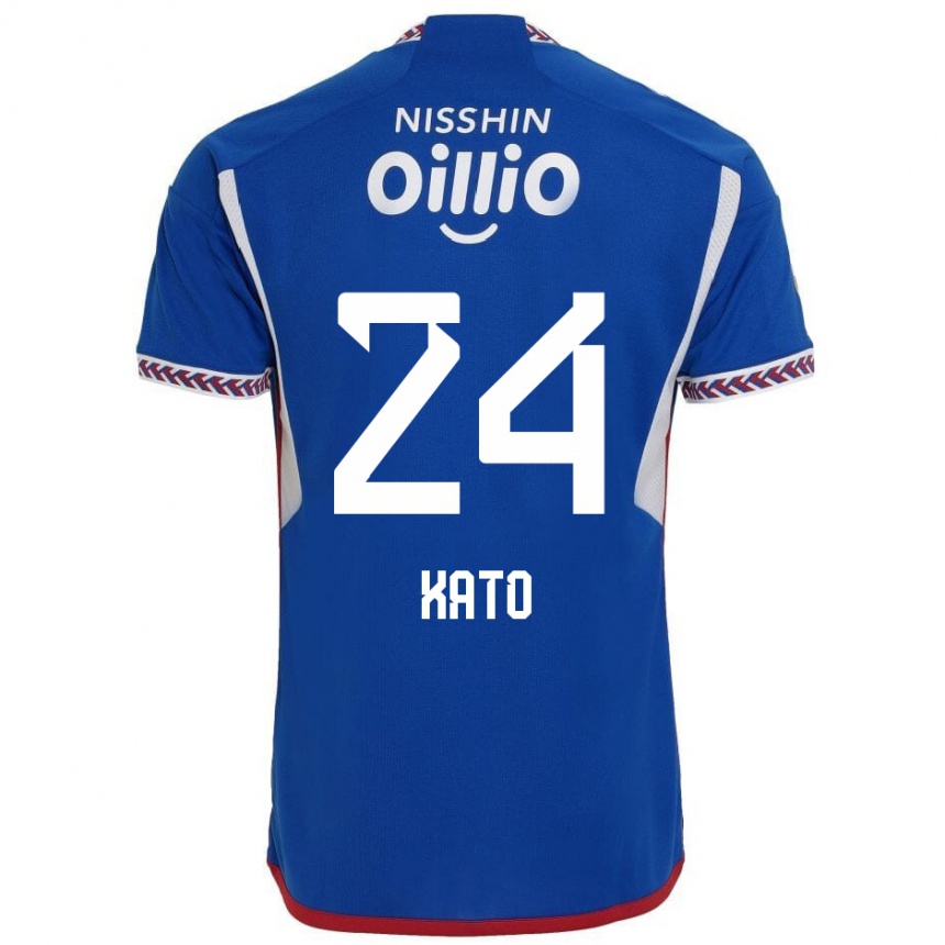 Men Football Hijiri Kato #24 Blue White Red Home Jersey 2024/25 T-Shirt Za