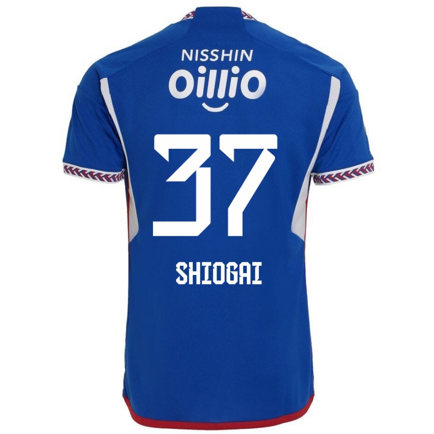 Men Football Kento Shiogai #37 Blue White Red Home Jersey 2024/25 T-Shirt Za