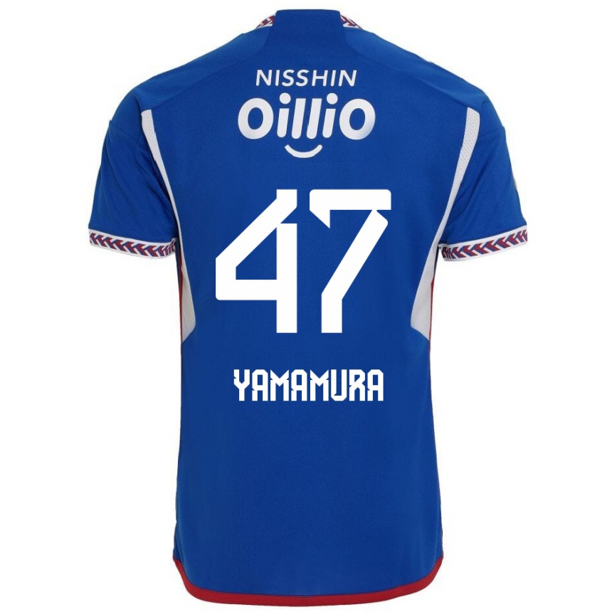 Men Football Kazuya Yamamura #47 Blue White Red Home Jersey 2024/25 T-Shirt Za