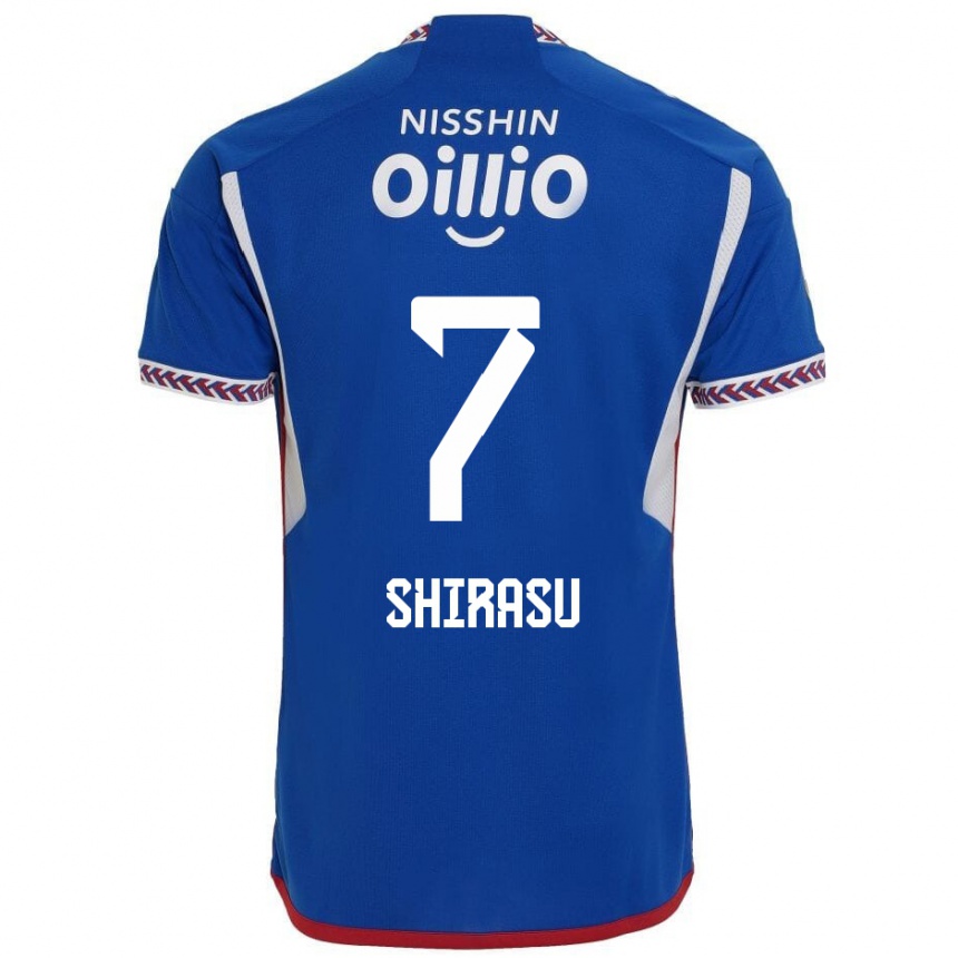 Men Football Kento Shirasu #7 Blue White Red Home Jersey 2024/25 T-Shirt Za