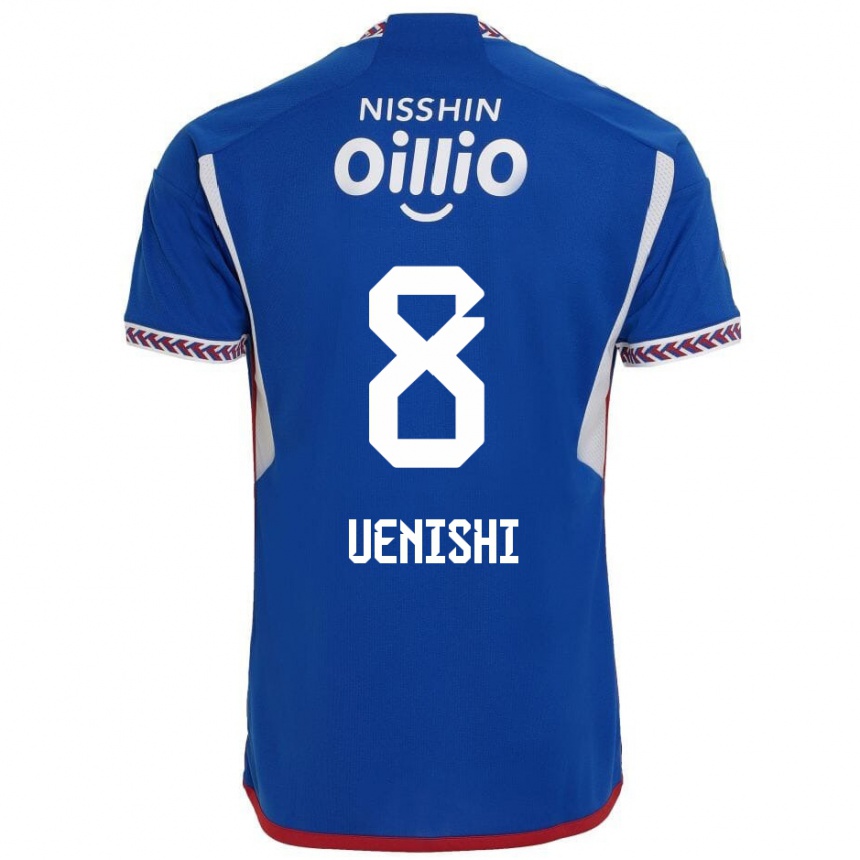 Men Football Haruki Uenishi #8 Blue White Red Home Jersey 2024/25 T-Shirt Za