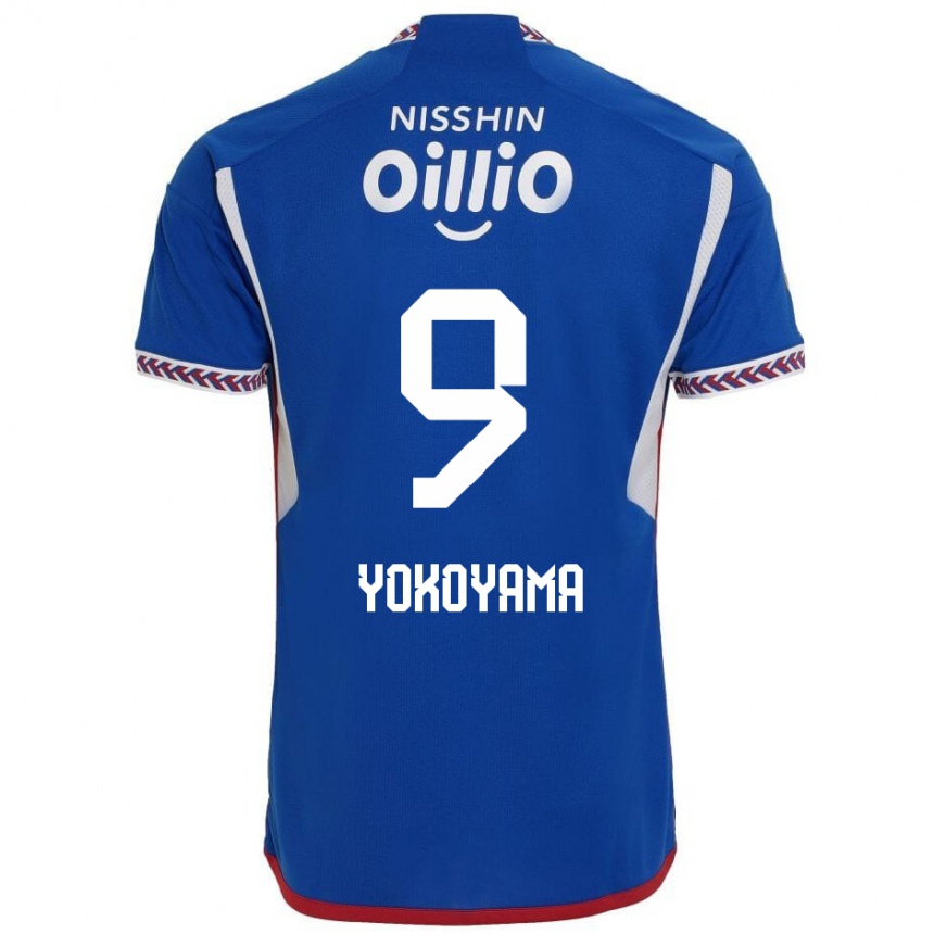 Men Football Shunsuke Yokoyama #9 Blue White Red Home Jersey 2024/25 T-Shirt Za