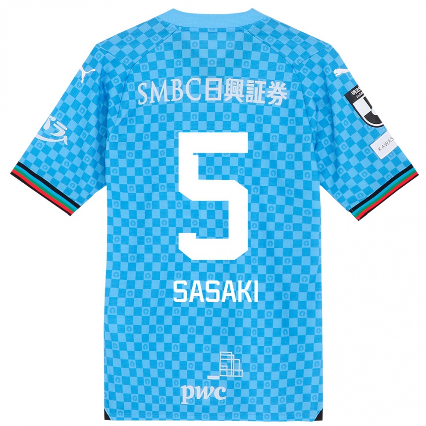 Men Football Asahi Sasaki #5 Azure Blue Home Jersey 2024/25 T-Shirt Za