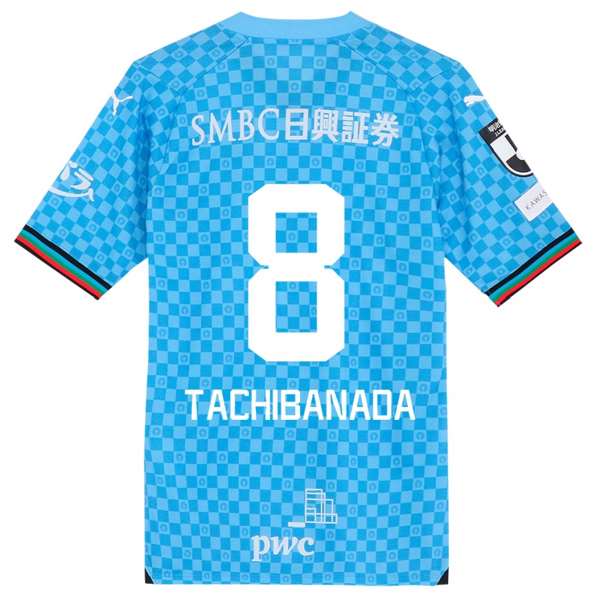 Men Football Kento Tachibanada #8 Azure Blue Home Jersey 2024/25 T-Shirt Za