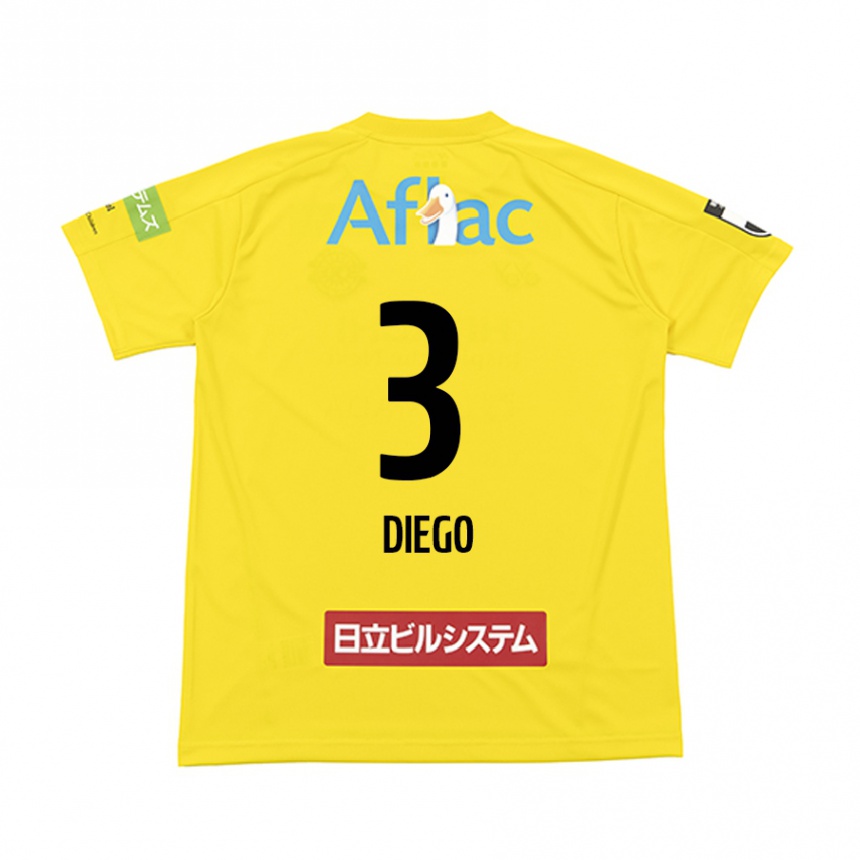 Men Football Diego #3 Yellow Black Home Jersey 2024/25 T-Shirt Za