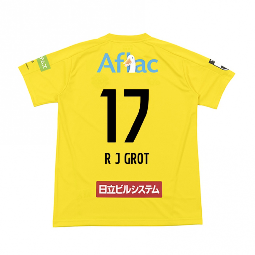 Men Football Jay-Roy Grot #17 Yellow Black Home Jersey 2024/25 T-Shirt Za