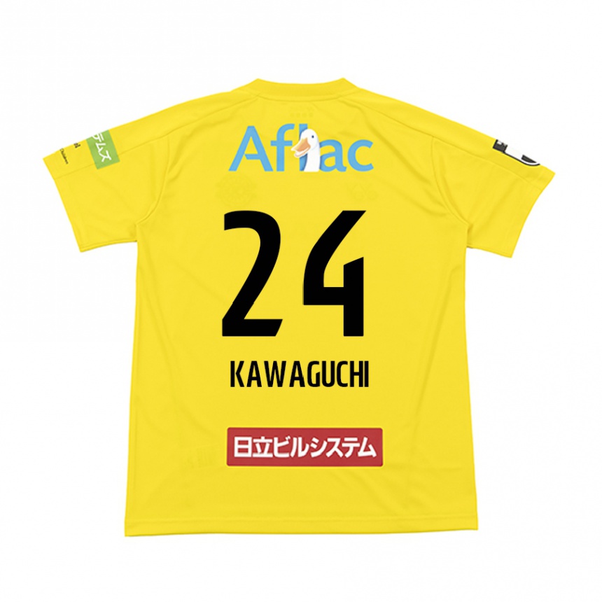 Men Football Naoki Kawaguchi #24 Yellow Black Home Jersey 2024/25 T-Shirt Za