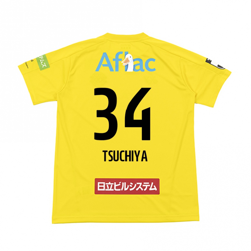 Men Football Takumi Tsuchiya #34 Yellow Black Home Jersey 2024/25 T-Shirt Za