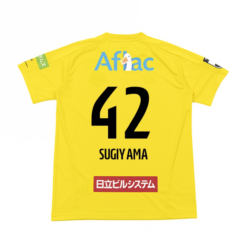 Men Football Shunnosuke Sugiyama #42 Yellow Black Home Jersey 2024/25 T-Shirt Za