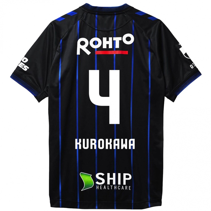 Men Football Keisuke Kurokawa #4 Black Blue Home Jersey 2024/25 T-Shirt Za